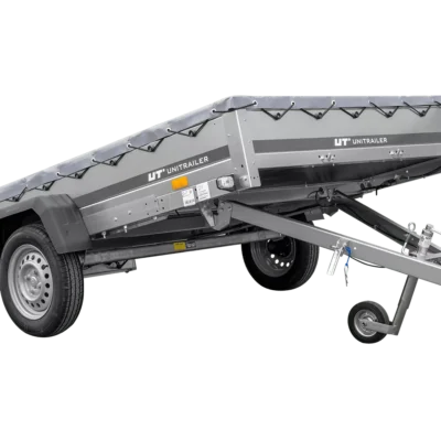 PKW Anhänger 264×150 Unitrailer Garden 265 KIPP mit Flachplanenträger und grauer Plane-Neu